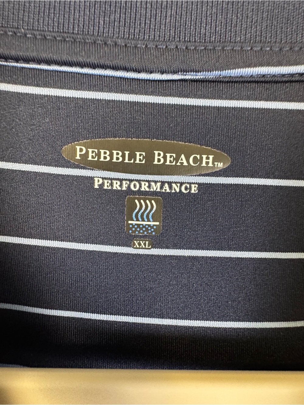 Pebble Beach Performance Golf Polo Shirt Men’s XXL Navy Blue Striped Moisture Wi - Picture 2 of 14
